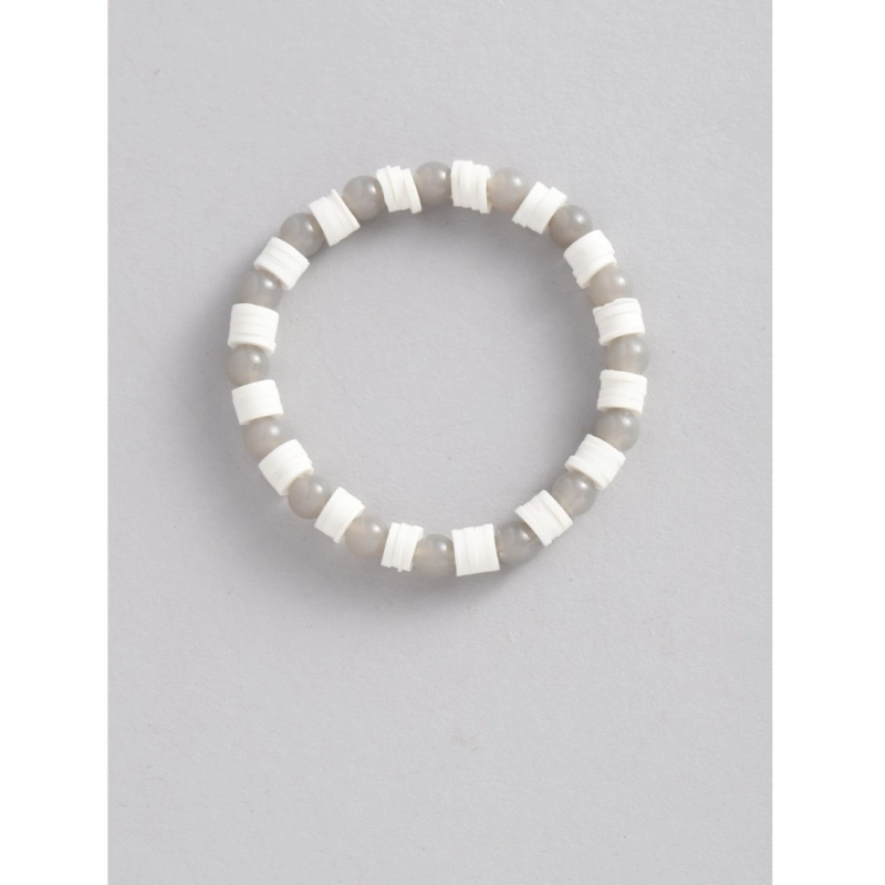 Generic Women's Rose Gold Plated Brass Pendant Chain With Beaded Bracelet (Grey)