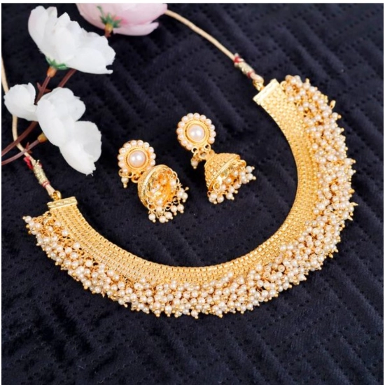 Generic Women's Rose Gold Plated Alloy Necklace &amp; Earings Set (Gold)