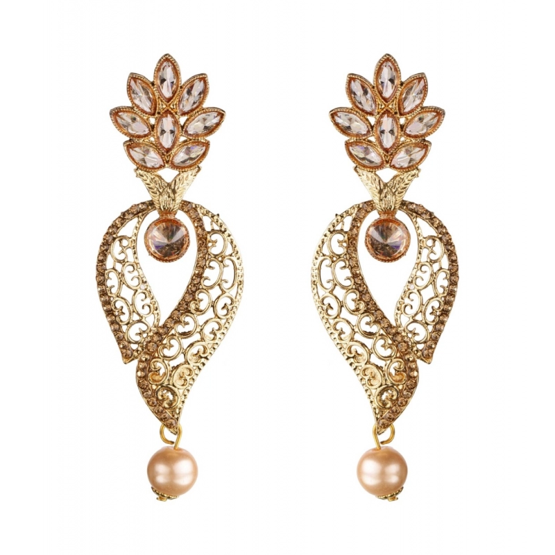 Generic Women's Rose Gold Plated Alloy Earrings (Gold)