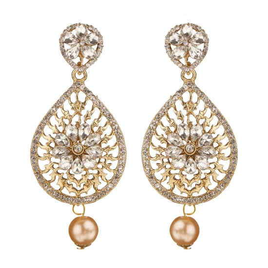 Generic Women's Rose Gold Plated Alloy Earrings (White)