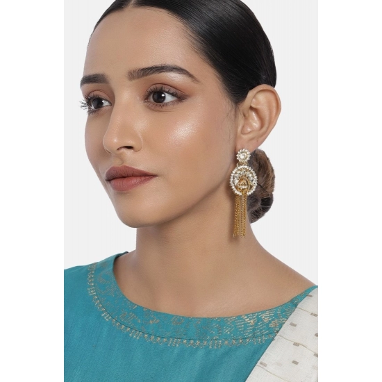 Generic Women's Rose Gold Plated Alloy Earrings (White)