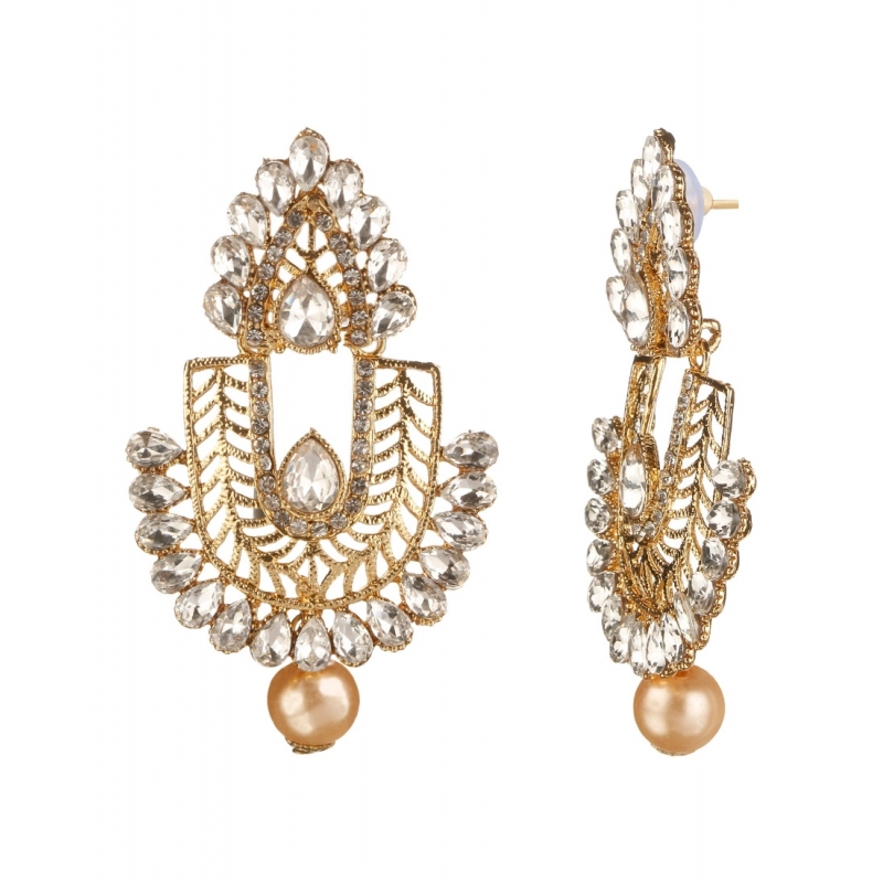 Generic Women's Rose Gold Plated Alloy Earrings (White)