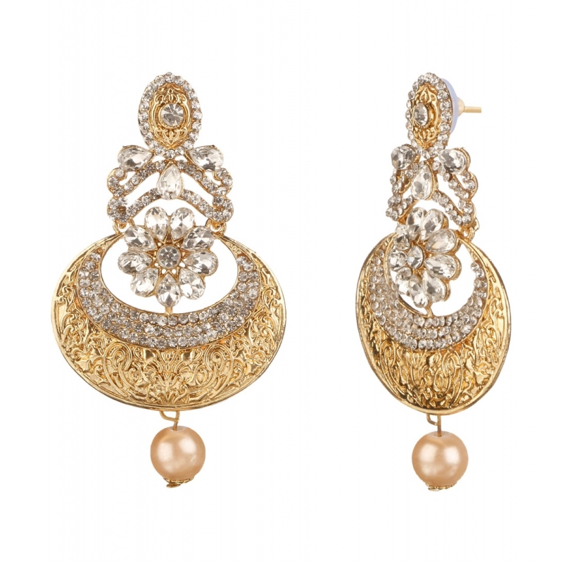 Generic Women's Rose Gold Plated Alloy Earrings (White)