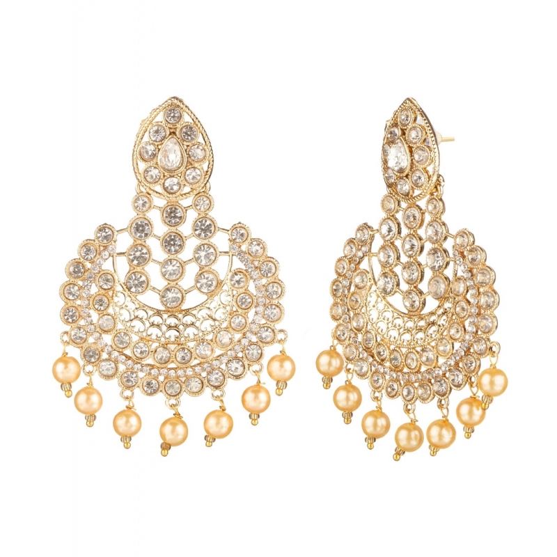 Generic Women's Rose Gold Plated Alloy Earrings (White)