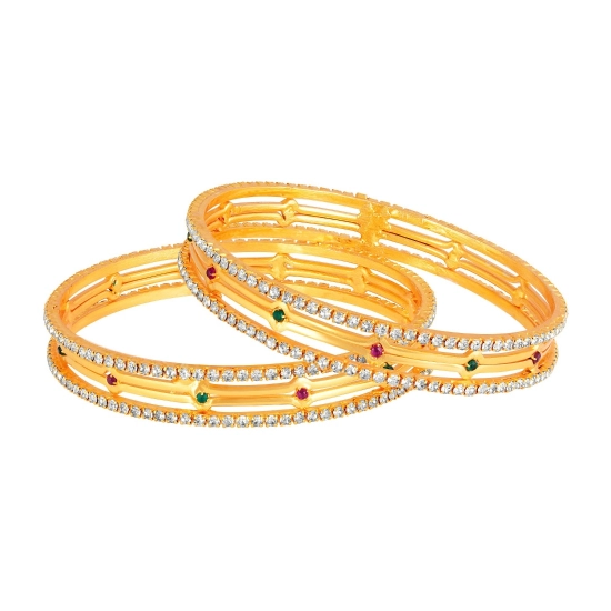 Generic Women's Rose Gold Plated Brass Stone Bangle (Red & Green , 2.4 Inch) Generic Women's Rose Gold Plated Brass Stone Bangle (Red & Green , 2.4 Inch)
