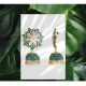 Generic Women's Rose Gold Plated Alloy Earrings (Green)