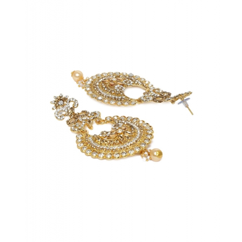 Generic Women's Rose Gold Plated Alloy Earrings (White)