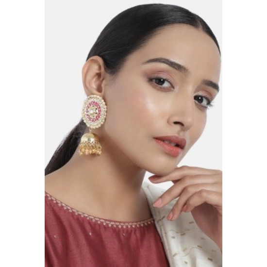 Generic Women's Rose Gold Plated Alloy Earrings (White &amp; Red)