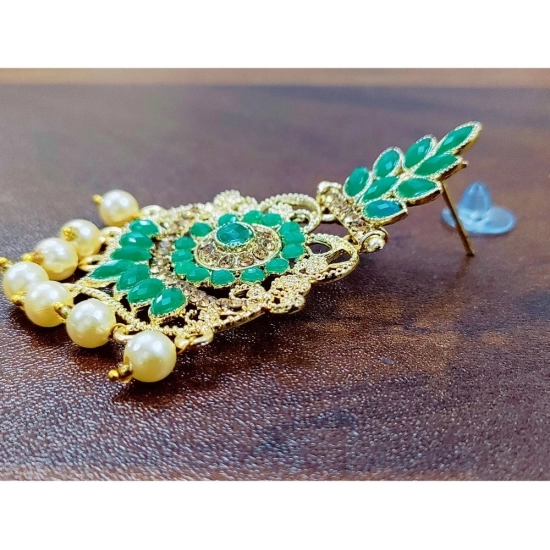 Generic Women's Rose Gold Plated Alloy Earrings (Green)