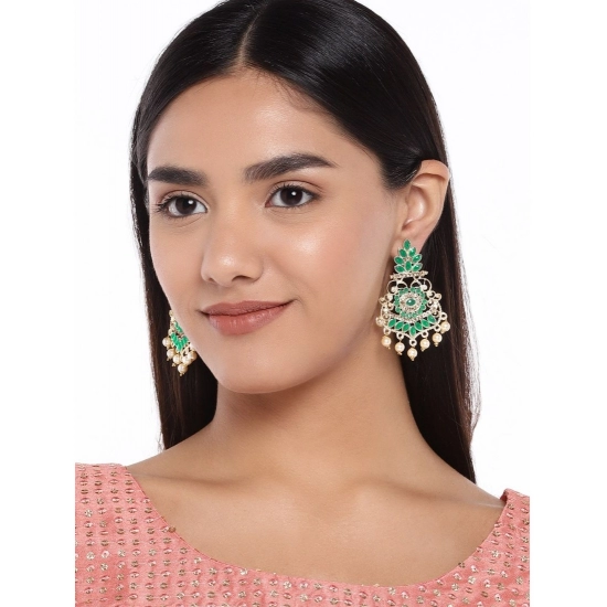 Generic Women's Rose Gold Plated Alloy Earrings (Green)