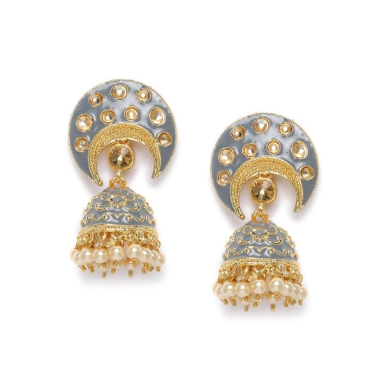 Generic Women's Rose Gold Plated Alloy Earrings (Gold &amp; Grey)