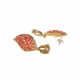 Generic Women's Rose Gold Plated Alloy Earrings (Gold &amp; Red)