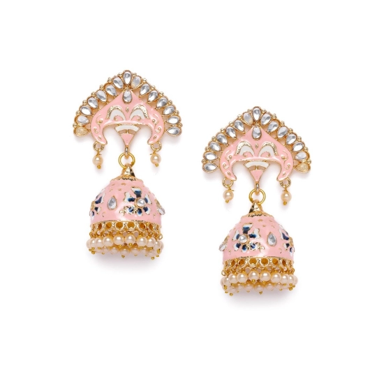 Generic Women's Rose Gold Plated Alloy Earrings (Pink)