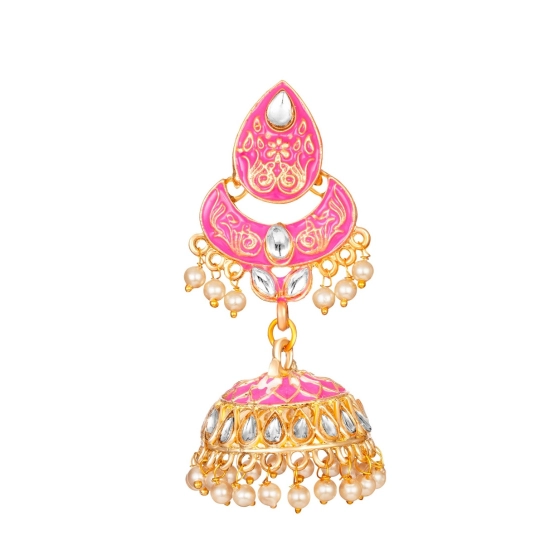 Generic Women's Rose Gold Plated Alloy Earrings (Pink)