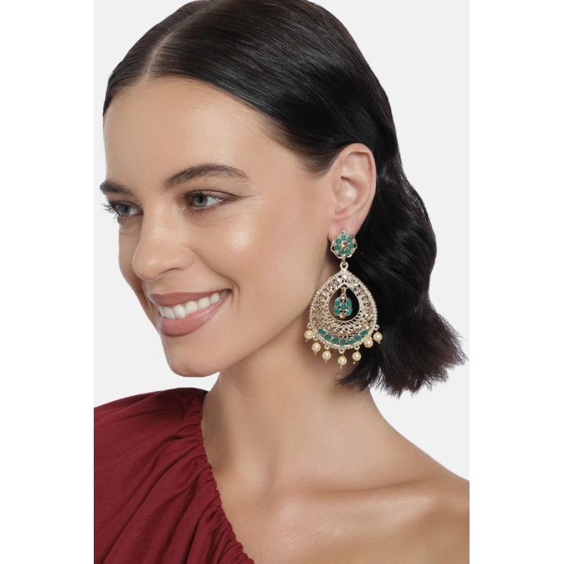 Generic Women's Rose Gold Plated Alloy Earrings (Green) Generic Women's Rose Gold Plated Alloy Earrings (Green)