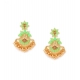 Generic Women's Rose Gold Plated Alloy Earrings (Light Green)
