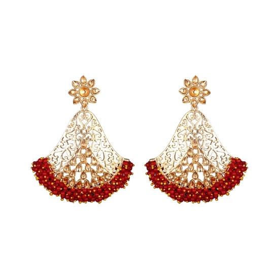 Generic Women's Rose Gold Plated Alloy Earrings (Maroon)