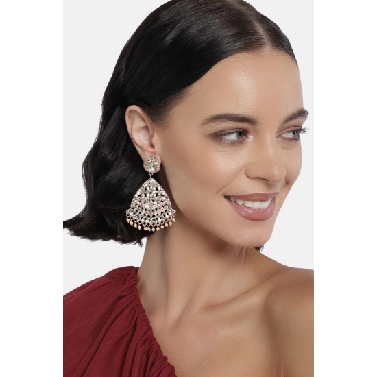 Generic Women's Rose Gold Plated Alloy Earrings (White)