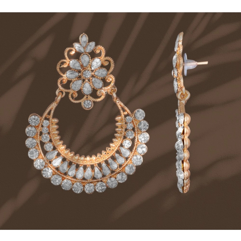 Generic Women's Rose Gold Plated Alloy Earrings (White)