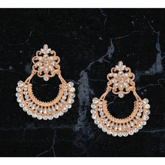 Generic Women's Rose Gold Plated Alloy Earrings (White)