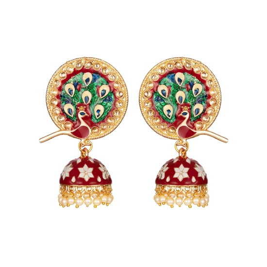 Generic Women's Rose Gold Plated Alloy Earrings (Maroon)