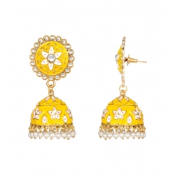 Generic Women's Rose Gold Plated Alloy Earrings (Yellow)