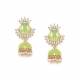 Generic Women's Rose Gold Plated Alloy Earrings (Green)