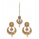 Generic Women's Rose Gold Plated Alloy Kundan Earrings &amp; Mangtikka (Gold)