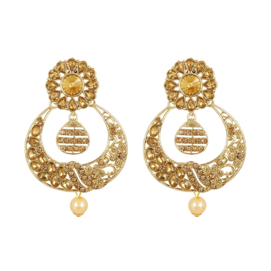 Generic Women's Rose Gold Plated Alloy Kundan Earrings & Mangtikka (Gold) Generic Women's Rose Gold Plated Alloy Kundan Earrings & Mangtikka (Gold)