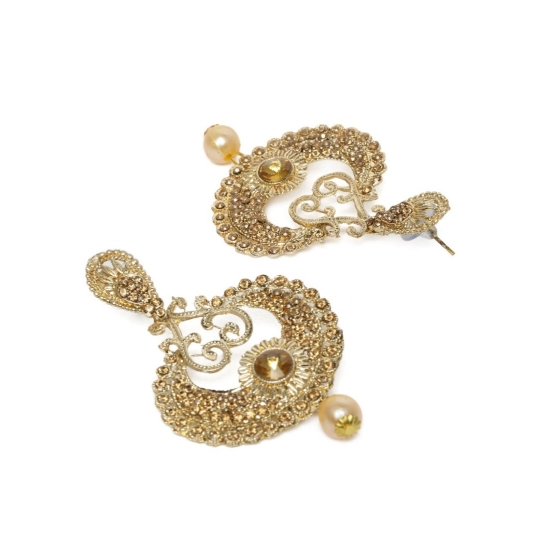 Generic Women's Rose Gold Plated Alloy Kundan Earrings & Mangtikka (Gold) Generic Women's Rose Gold Plated Alloy Kundan Earrings & Mangtikka (Gold)
