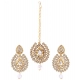 Generic Women's Rose Gold Plated Alloy Kundan Earrings &amp; Mangtikka (White)