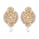 Generic Women's Rose Gold Plated Alloy Kundan Earrings &amp; Mangtikka (White)
