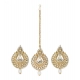 Generic Women's Rose Gold Plated Alloy Kundan Earrings &amp; Mangtikka (White)