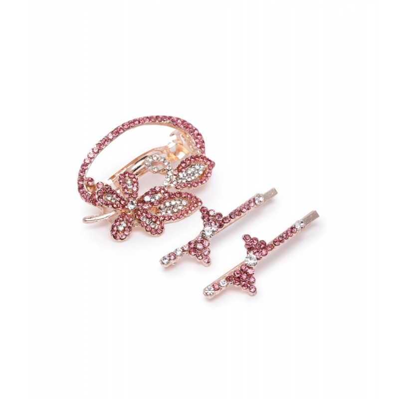 Generic Women's Rose Gold Plated Alloy Hair Pin Set (Pink) Generic Women's Rose Gold Plated Alloy Hair Pin Set (Pink)