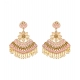 Generic Women's Rose Gold Plated Alloy Kundan Earrings &amp; Mangtikka (Pink)
