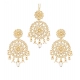 Generic Women's Rose Gold Plated Alloy Kundan Earrings &amp; Mangtikka (White)