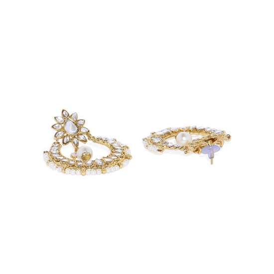 Generic Women's Rose Gold Plated Alloy Kundan Earrings & Mangtikka (White) Generic Women's Rose Gold Plated Alloy Kundan Earrings & Mangtikka (White)