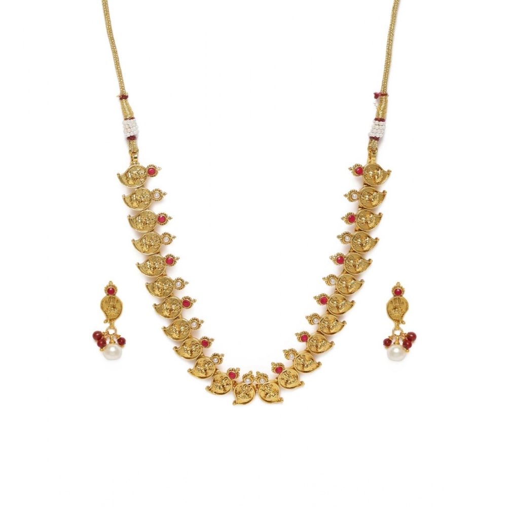Women's Rose Gold Plated Alloy Jewellery Set (Red & White)