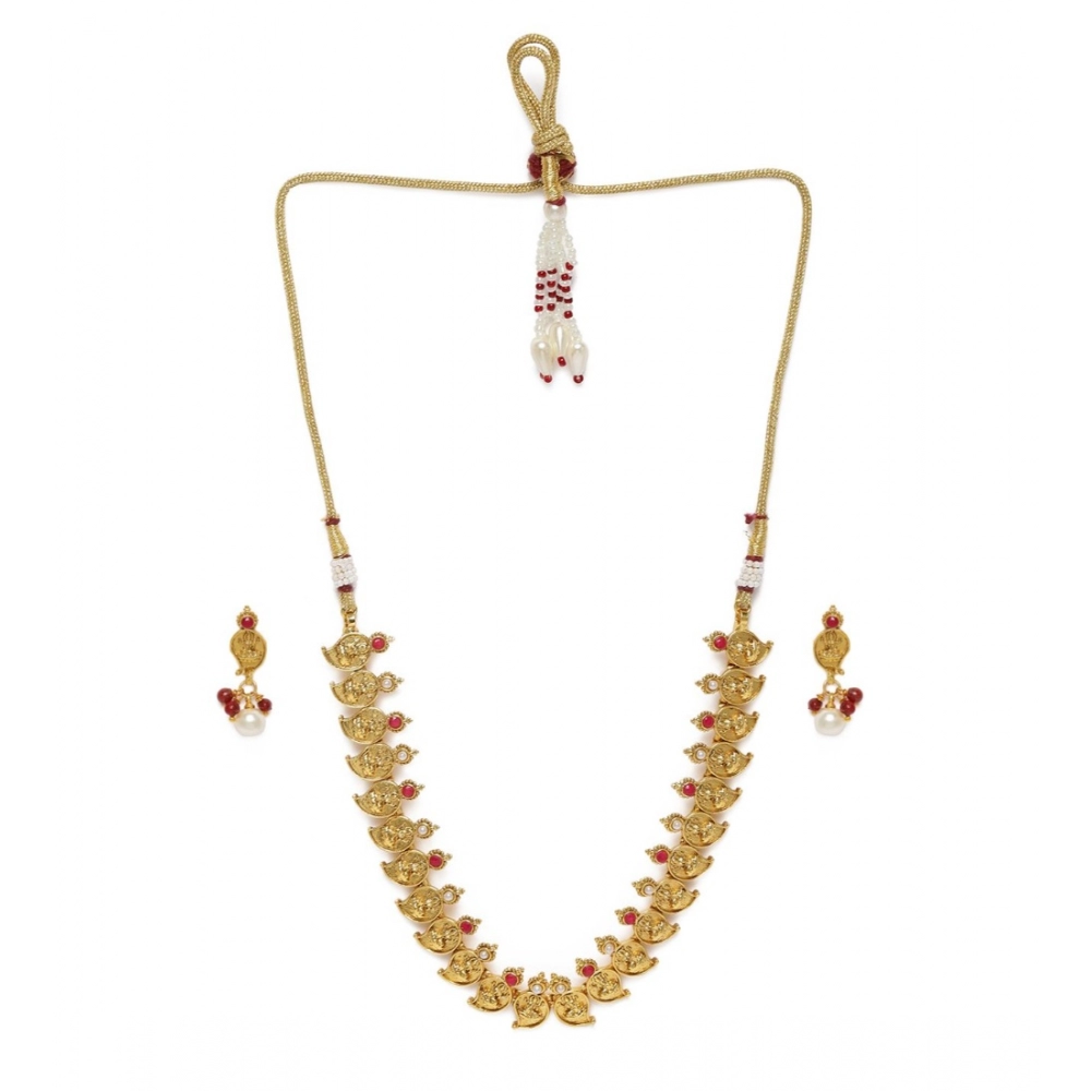 Women's Rose Gold Plated Alloy Jewellery Set (Red & White)