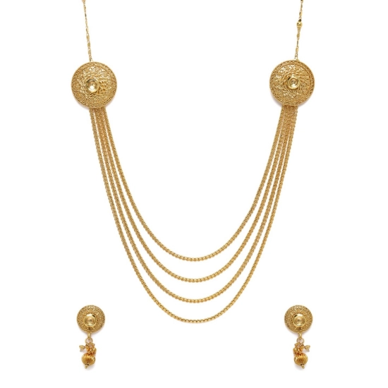 Generic Women's Rose Gold Plated Alloy Long Haram Jewellery Set (Gold)