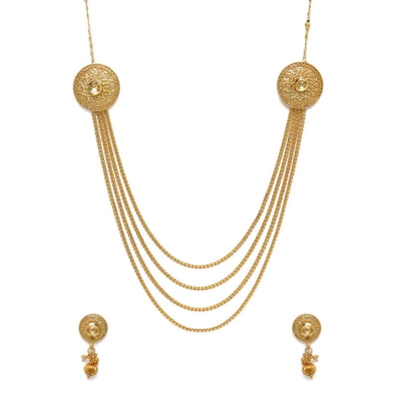 Generic Women's Rose Gold Plated Alloy Long Haram Jewellery Set (Gold)