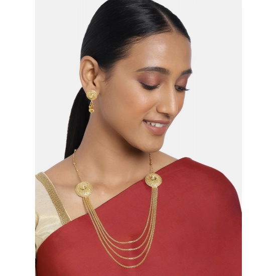 Generic Women's Rose Gold Plated Alloy Long Haram Jewellery Set (Gold)