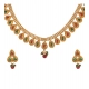 Generic Women's Rose Gold Plated Alloy Choker Necklace Set (Green &amp; Red)