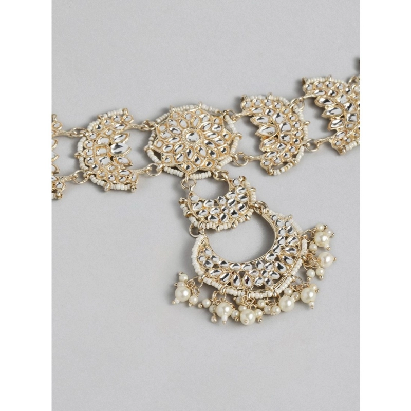 Generic Women's Rose Gold Plated Alloy Matha Patti (White)