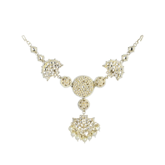 Generic Women's Rose Gold Plated Alloy Matha Patti (White)