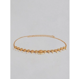 Generic Women's Rose Gold Plated Alloy Hip Belt Kamarband (Red &amp; Green)