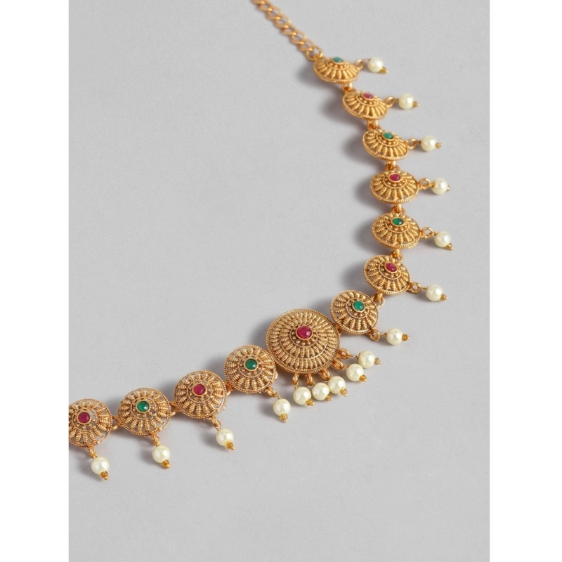 Generic Women's Rose Gold Plated Alloy Hip Belt Kamarband (Red & Green) Generic Women's Rose Gold Plated Alloy Hip Belt Kamarband (Red & Green)