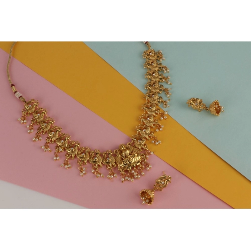 Generic Women's Rose Gold Plated Alloy Necklace &amp; Earings Set (Gold)