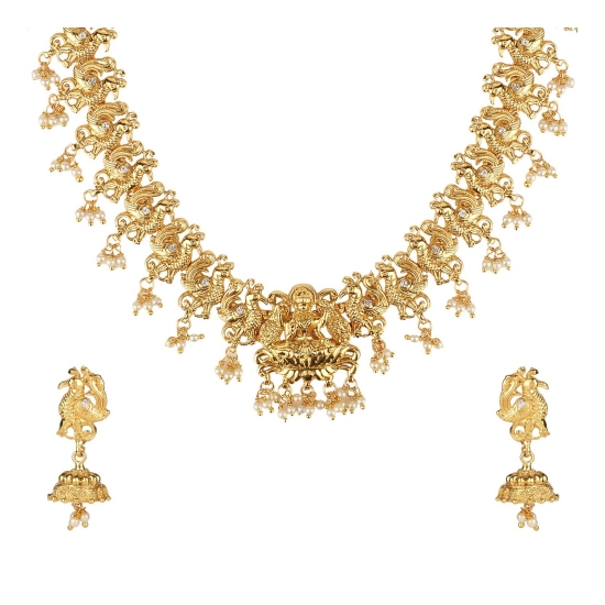 Generic Women's Rose Gold Plated Alloy Necklace &amp; Earings Set (Gold)