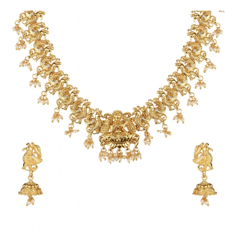 Generic Women's Rose Gold Plated Alloy Necklace &amp; Earings Set (Gold)